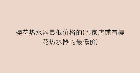 樱花热水器最低价格的(哪家店铺有樱花热水器的最低价)