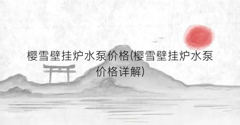 樱雪壁挂炉水泵价格(樱雪壁挂炉水泵价格详解)