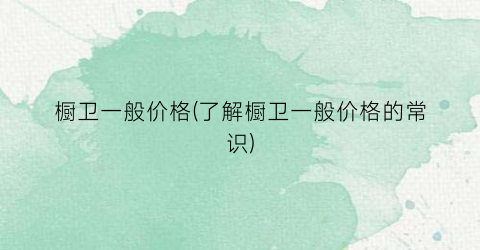 橱卫一般价格(了解橱卫一般价格的常识)