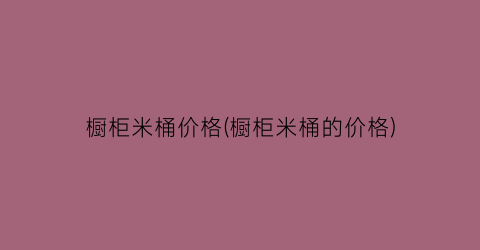 “橱柜米桶价格(橱柜米桶的价格)