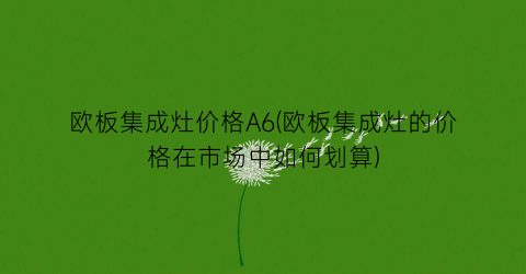 欧板集成灶价格A6(欧板集成灶的价格在市场中如何划算)