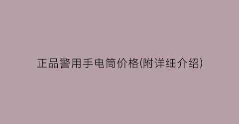 正品警用手电筒价格(附详细介绍)