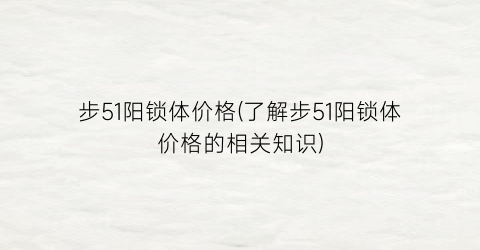 步51阳锁体价格(了解步51阳锁体价格的相关知识)