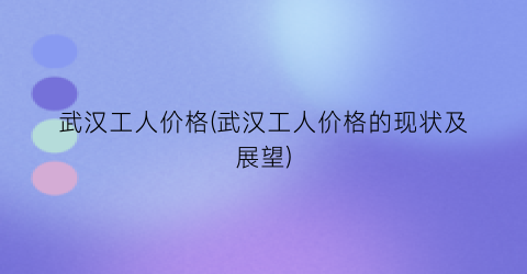 武汉工人价格(武汉工人价格的现状及展望)
