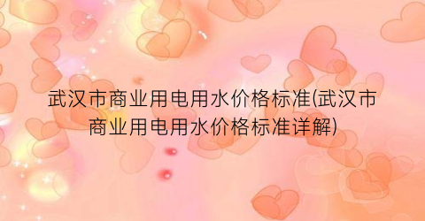 “武汉市商业用电用水价格标准(武汉市商业用电用水价格标准详解)