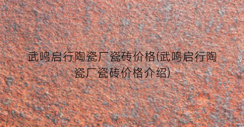 武鸣启行陶瓷厂瓷砖价格(武鸣启行陶瓷厂瓷砖价格介绍)