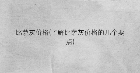 比萨灰价格(了解比萨灰价格的几个要点)