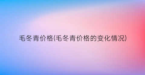 毛冬青价格(毛冬青价格的变化情况)