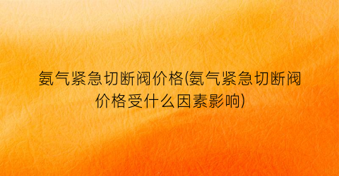 氨气紧急切断阀价格(氨气紧急切断阀价格受什么因素影响)