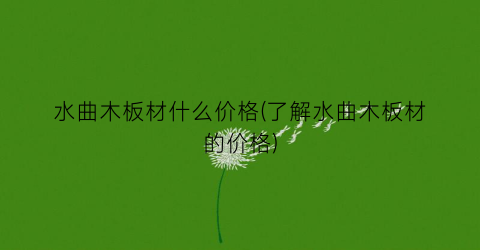 “水曲木板材什么价格(了解水曲木板材的价格)