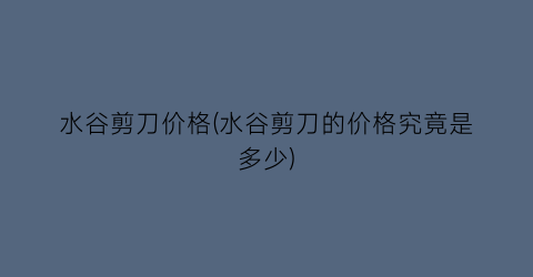 水谷剪刀价格(水谷剪刀的价格究竟是多少)