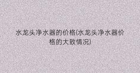 水龙头净水器的价格(水龙头净水器价格的大致情况)