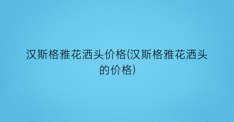 汉斯格雅花洒头价格(汉斯格雅花洒头的价格)