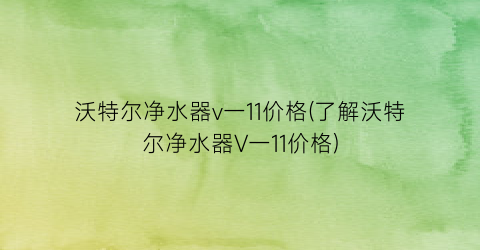 沃特尔净水器v一11价格(了解沃特尔净水器V一11价格)