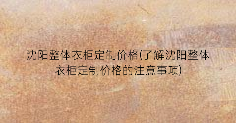 沈阳整体衣柜定制价格(了解沈阳整体衣柜定制价格的注意事项)