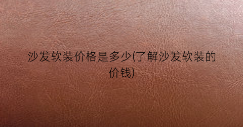 沙发软装价格是多少(了解沙发软装的价钱)