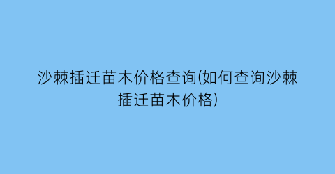沙棘插迁苗木价格查询(如何查询沙棘插迁苗木价格)