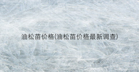 油松苗价格(油松苗价格最新调查)