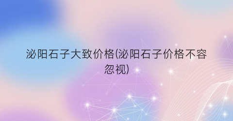 泌阳石子大致价格(泌阳石子价格不容忽视)