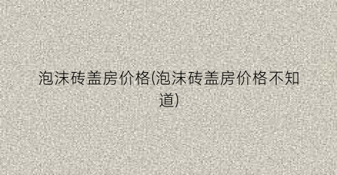 “泡沫砖盖房价格(泡沫砖盖房价格不知道)