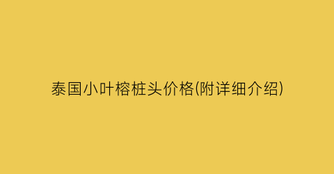 泰国小叶榕桩头价格(附详细介绍)