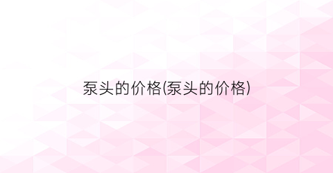 泵头的价格(泵头的价格)