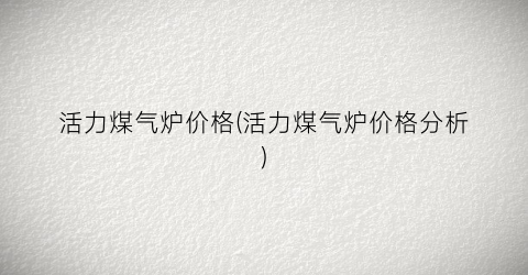 活力煤气炉价格(活力煤气炉价格分析)