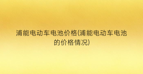 浦能电动车电池价格(浦能电动车电池的价格情况)
