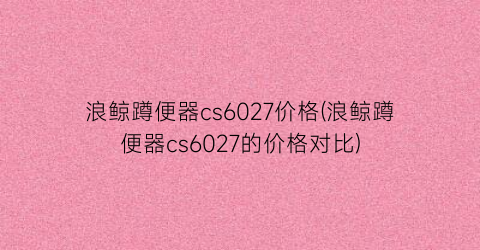 浪鲸蹲便器cs6027价格(浪鲸蹲便器cs6027的价格对比)