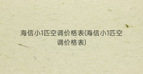 海信小1匹空调价格表(海信小1匹空调价格表)
