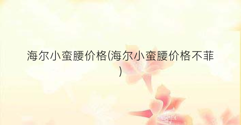 “海尔小蛮腰价格(海尔小蛮腰价格不菲)