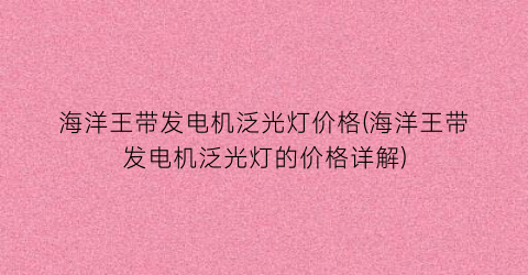 海洋王带发电机泛光灯价格(海洋王带发电机泛光灯的价格详解)