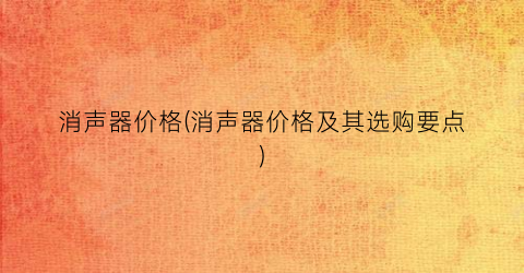 消声器价格(消声器价格及其选购要点)