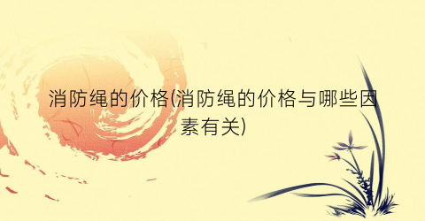 “消防绳的价格(消防绳的价格与哪些因素有关)