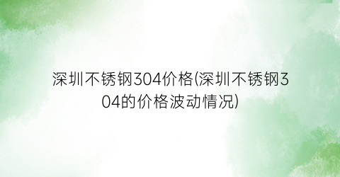 深圳不锈钢304价格(深圳不锈钢304的价格波动情况)