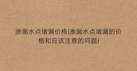 渗漏水点堵漏价格(渗漏水点堵漏的价格和应该注意的问题)