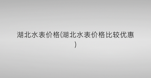 湖北水表价格(湖北水表价格比较优惠)