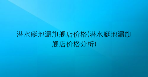 潜水艇地漏旗舰店价格(潜水艇地漏旗舰店价格分析)