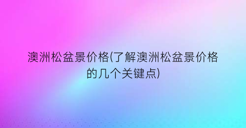 澳洲松盆景价格(了解澳洲松盆景价格的几个关键点)