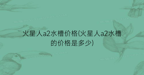 火星人a2水槽价格(火星人a2水槽的价格是多少)