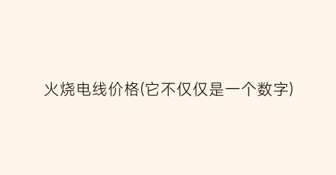 火烧电线价格(它不仅仅是一个数字)