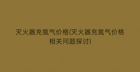 灭火器充氮气价格(灭火器充氮气价格相关问题探讨)