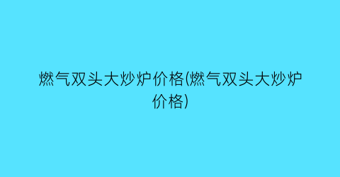 燃气双头大炒炉价格(燃气双头大炒炉价格)