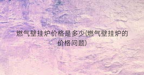 “燃气壁挂炉价格是多少(燃气壁挂炉的价格问题)