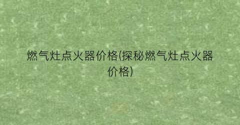 燃气灶点火器价格(探秘燃气灶点火器价格)