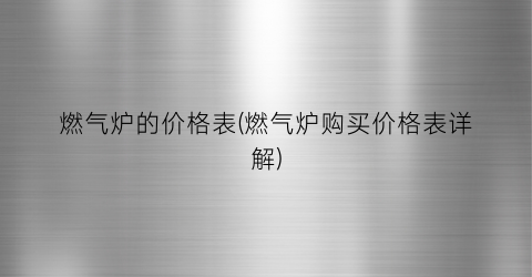 “燃气炉的价格表(燃气炉购买价格表详解)