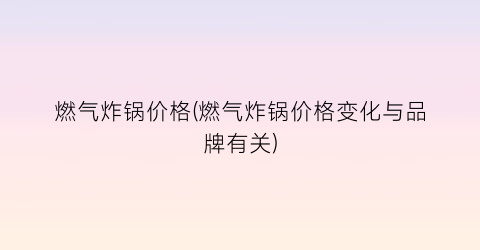 燃气炸锅价格(燃气炸锅价格变化与品牌有关)