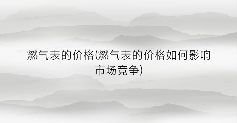 燃气表的价格(燃气表的价格如何影响市场竞争)