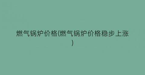 燃气锅炉价格(燃气锅炉价格稳步上涨)