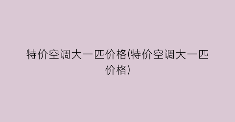 特价空调大一匹价格(特价空调大一匹价格)
